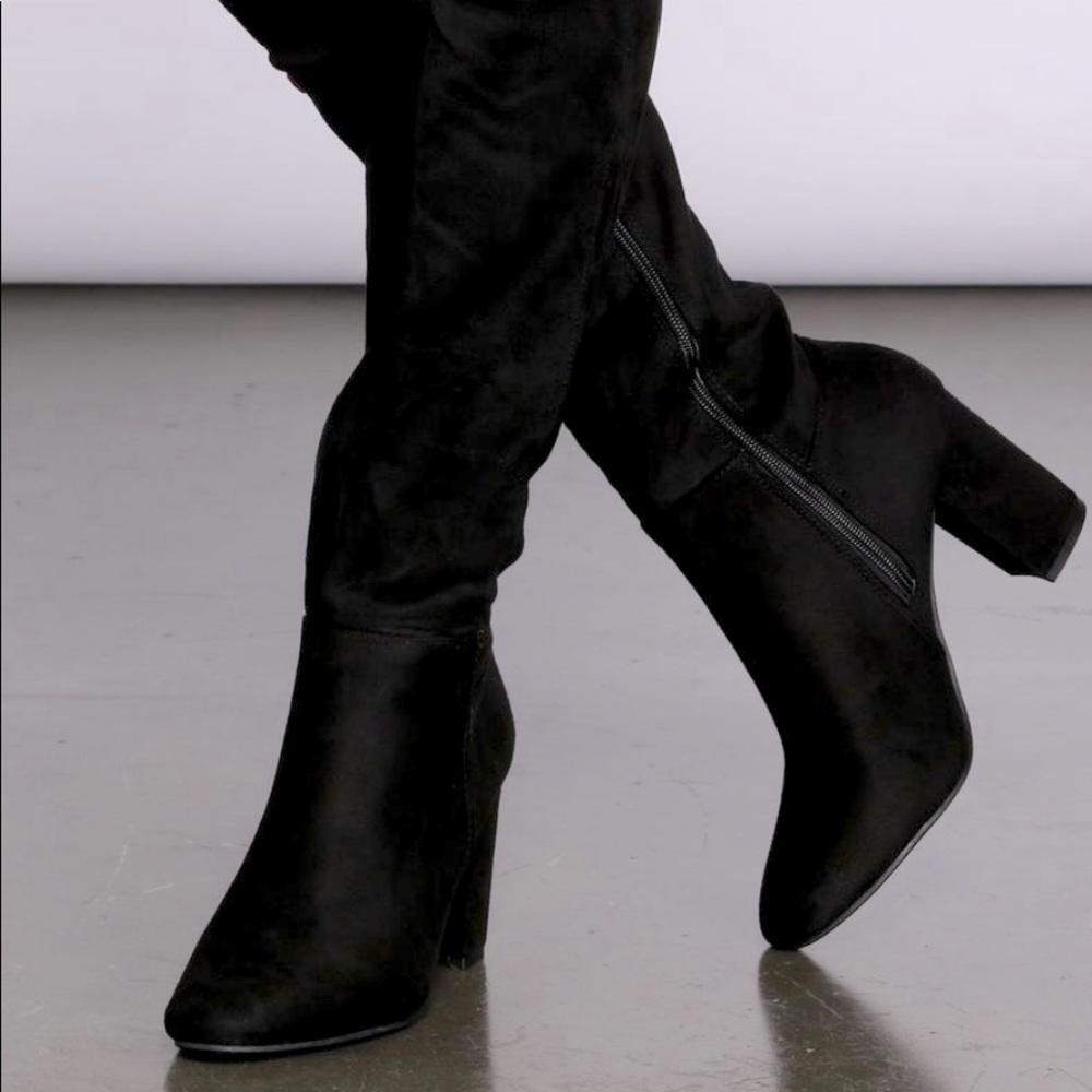 Platform heel/ Block Heel Knee High Boots